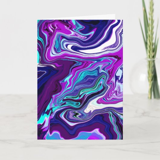 Paars, blauw en Blauwgroen Abstract | Denk aan u Kaart (Voorkant)