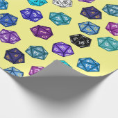 Paars blauw en geel D20-dijs RPG-spel Cadeaupapier (Hoek)
