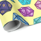 Paars blauw en geel D20-dijs RPG-spel Cadeaupapier (Rol Hoek)