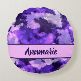 Paars blauw en koel Abstract vormenpatroon Rond Kussen