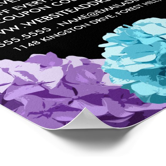 Paars, blauw en roze hydrangea, bloemengebak poster (Hoek)