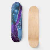 Paars blauw en zilver Glitter op maat Skateboard (Voorkant)