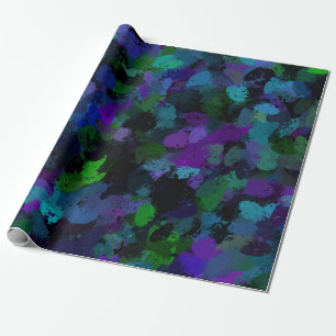 Paars, Blauw en Zwart Abstract Cadeaupapier