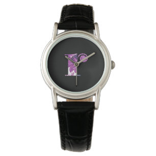 Paars blauw Floral Monogram R Watch Horloge