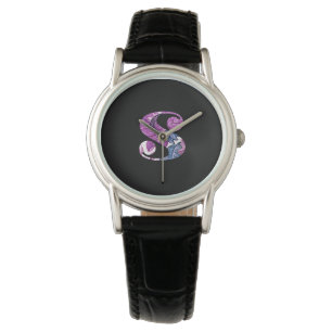 Paars Blauw Floral Monogram S Watch Horloge