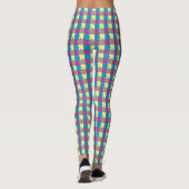 Paars blauw Geel Geel Grijs Puzzle Patroon Leggings (Achterkant)