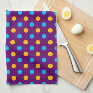 Paars Blauw Geel Stippen Design Theedoek