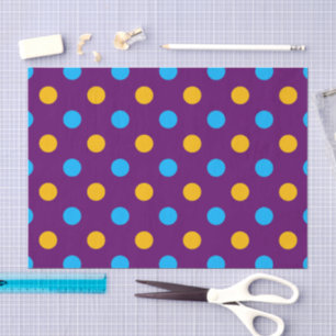 Paars Blauw Geel Stippen Design Tissuepapier