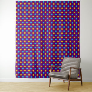 Paars Blauw Geel Stippen Design  Wandkleed
