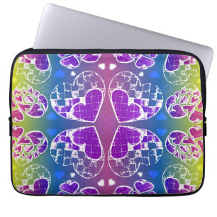 Paars, blauw, geel Whimsical-patroon Laptop Sleeve