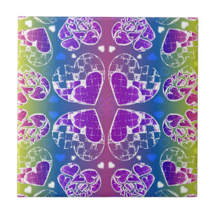 Paars, blauw, geel Whimsical-patroon Tegeltje