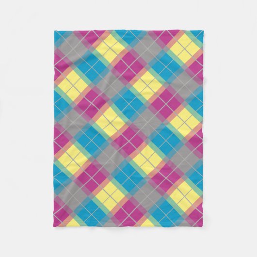 Paars blauw gele patroon fleece deken (Voorkant)