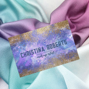 Paars blauw goud glitter artistieke Makeup artisti Naamplaatje