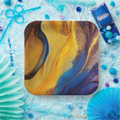 Paars, blauw, goudpapier bord (Feest)