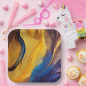 Paars, blauw, goudpapier bord (Feest)