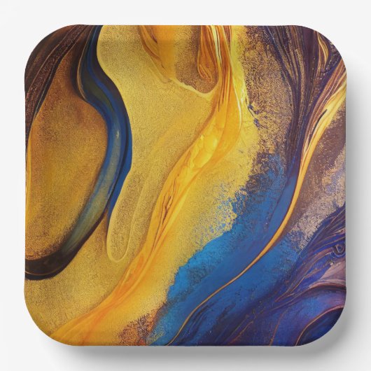 Paars, blauw, goudpapier bord (Voorkant)