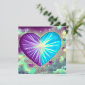 Paars & Blauw Hart Kaart (Staand voorkant)