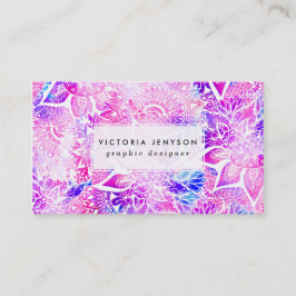 Paars blauw henna boho floral mandala patroon visitekaartje