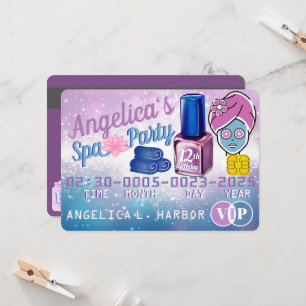 Paars & Blauw Meiden VIP Creditcard Spa Feestje Kaart