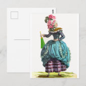 Paars & Blauw Regency Franse Modetekening Briefkaart (Voorkant / Achterkant)