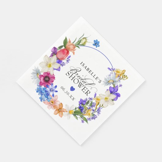 Paars Blauw Rood Bruidsboeket Bruiloft Servet (Hoek)