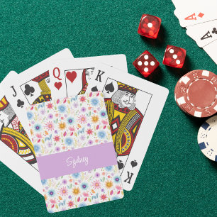 Paars Blauw Roze Boho Wilde Bloem Gepersonaliseerd Pokerkaarten