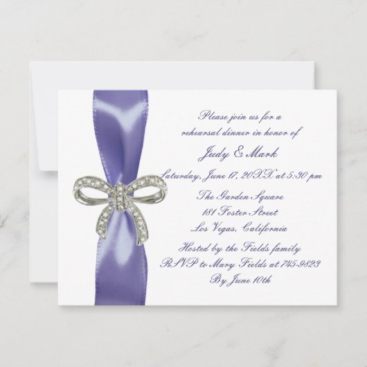 Paars blauw Ruitenwand Rehearsal Dinner Kaart (Voorkant)