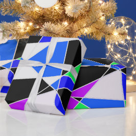 Paars blauw witte driehoek abstract cadeaupapier
