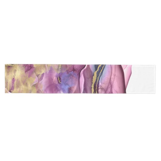 Paars blauwe goudinkt abstract medium tafelloper (Horizontaal)