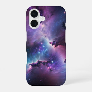 Paars-Blauwe Nevel met Sterren iPhone 16 Hoesje
