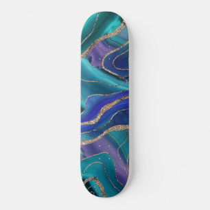 Paars Blauwgroen blauw galaxiale nebula Agate glit Skateboard