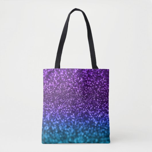 Paars Blauwgroen blauw Ombre Glitter Bokeh Draagtas (Voorkant)