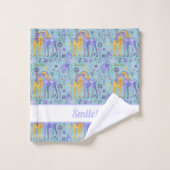 Paars Blauwgroen geel Giraffe Patroon Bad Handdoek (Wasdoekje)
