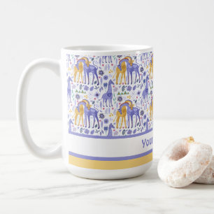 Paars Blauwgroen geel Giraffe Patroon Koffiemok