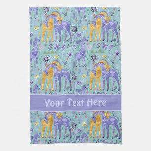 Paars Blauwgroen geel Giraffe Patroon Theedoek