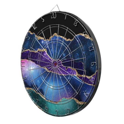 Paars Blauwgroen Glitter Marble Dartboard Dartbord (Voorkant Rechts)