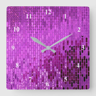 Paars Block Shimmer Pattern Vierkante Klok