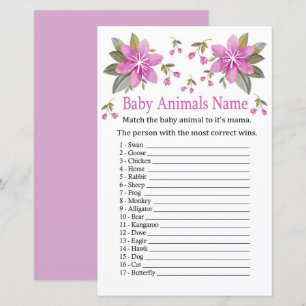 Paars bloemen Baby Dieren Naam Game