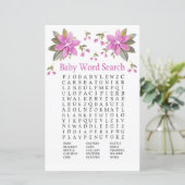 Paars bloemen Baby shower Word Zoekspel (Staand voorkant)