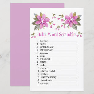Paars bloemen Baby word scramble game