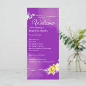 Paars Bloemen Bruiloftsprogramma (Staand voorkant)