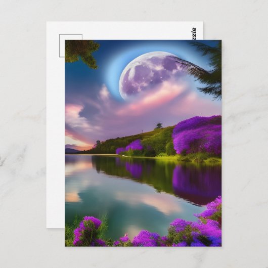 Paars bloemen Draad en meer Briefkaart (Voorkant / Achterkant)