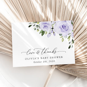 Paars bloemen, Lila bloemen, Boho, Baby shower Bedankkaart