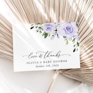 Paars bloemen, Lila bloemen, Boho, Baby shower Bedankkaart