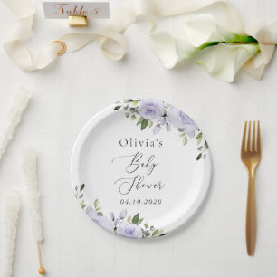 Paars bloemen, Lila bloemen, Boho, Baby shower Papieren Bordje