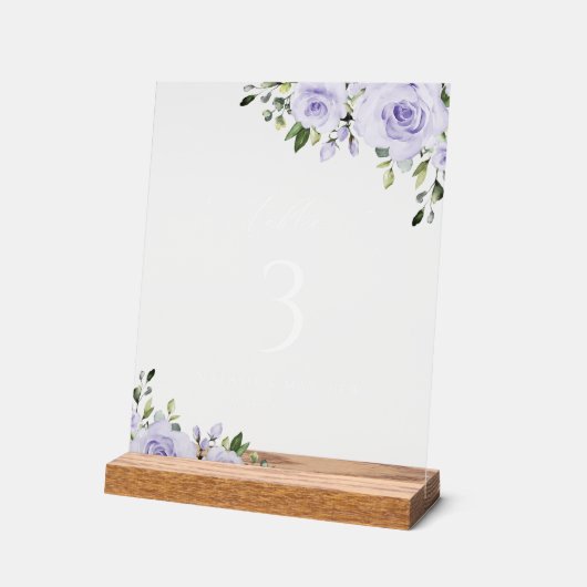 Paars bloemen, Lila bloemen, Boho, tabelnummers Acryl Bord (Hoek)