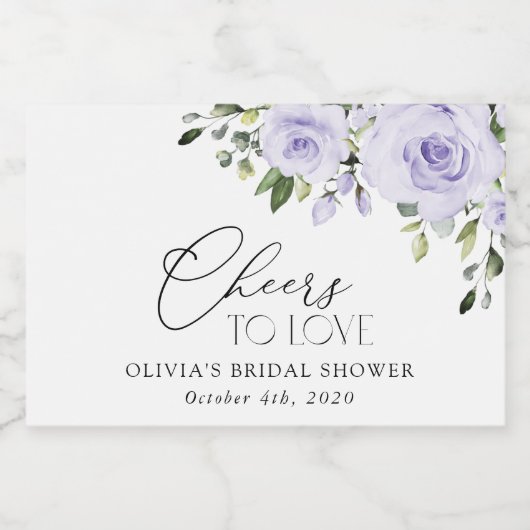 Paars bloemen, Lila bloemen, Boho, Vrijgezellenfee Sparkling Wijnetiket (Enkel label)