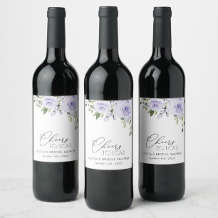 Paars bloemen, Lila bloemen, Boho, Vrijgezellenfee Wijn Etiket