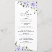 Paars bloemen, Lila bloemen, Florale bruiloft Menu (Voorkant)