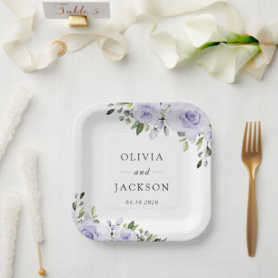 Paars bloemen, Lila bloemen, Florale bruiloft Papieren Bordje